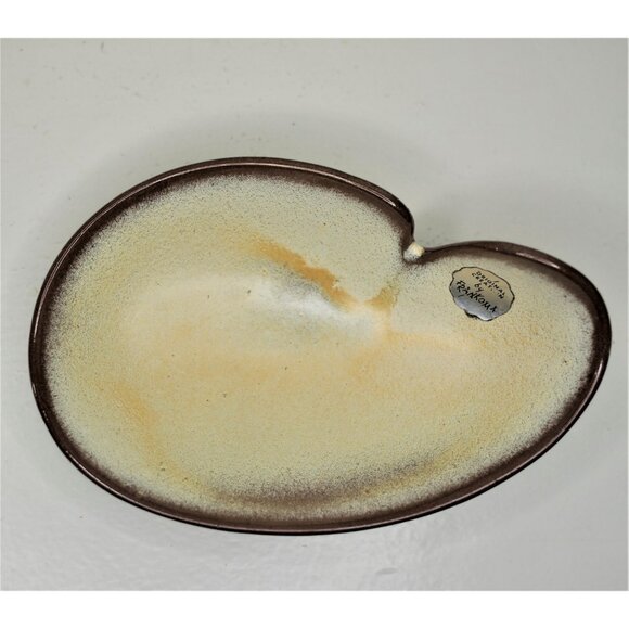 Frankoma Pottery Trinket Dish / Ashtray, Desert Gold, Original Label Mid Century - Picture 2 of 6